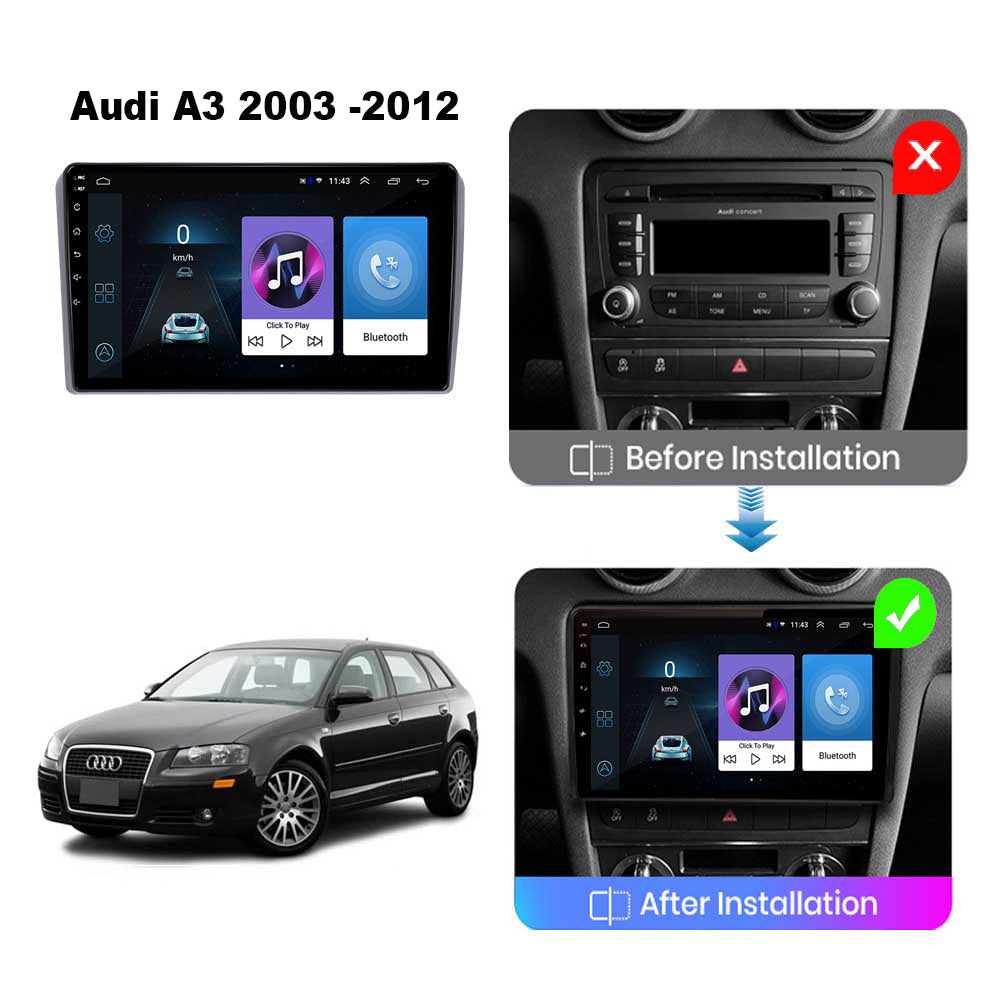 Auto radio GPS Bluetooth AGW92 8 pouces 21 cm Android 11 pour Audi A3 S3 et  Audi RS3 2003-2012