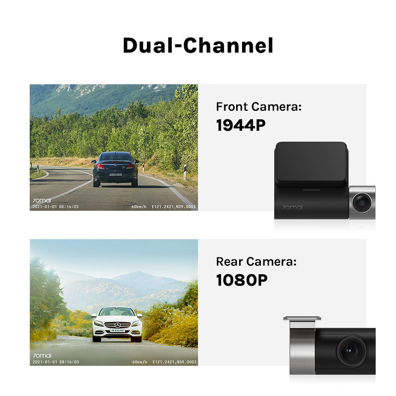 70mai Dash Cam Pro Plus+ A500S WIth Rear Camera Built-in GPS ADAS 1944 –  BangGear Shop
