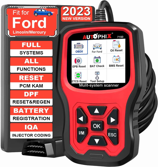 Scan Tool for Ford Lincoln Mercury, Full Systems Diagnostic OBD2 Scanner  Transmission ABS SAS SRS Car Code Reader with Reset Program New Key Oil  Reset