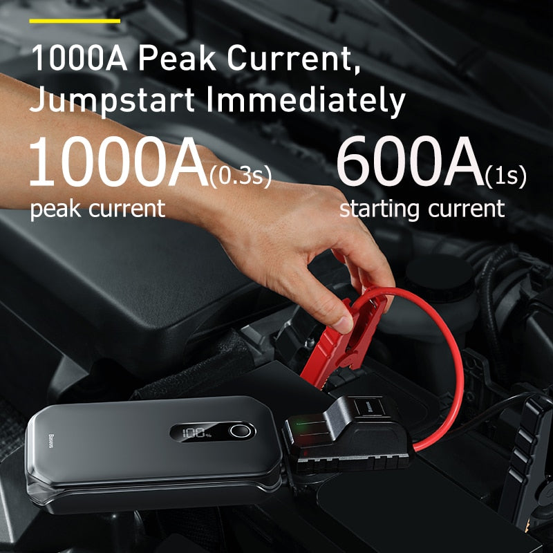 Baseus Red 1000A Car Jump Starter Power Bank 12000mAh Portable Battery –  BangGear Shop